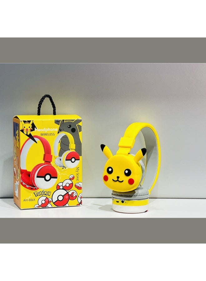 بوكيمون سماعة بلوتوث لاسلكية فوق الأذن سماعة ألعاب قابلة للطي تدعم FM كمبيوتر الهاتف المحمول موسيقى سماعة ستيريو - Image 4