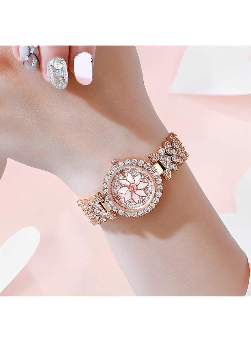 ريوكل طقم ساعة نسائية مرصعة بالألماس مع سوار وساعة مرصعة بالكريستال الفاخر، أفضل الهدايا للأصدقاء والصديقات - Image 4