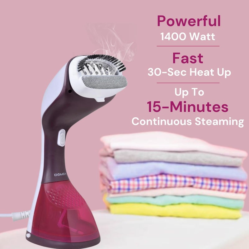 DOMEA Handheld Garment Steamer, 1400W Portable Steamer for Clothes, Fast Heat-Up With 20g/min Steam Output, 220ML Detachable Water Tank, Lightweight Travel Steamer for Fabrics, Curtains & Upholstery - Image 2
