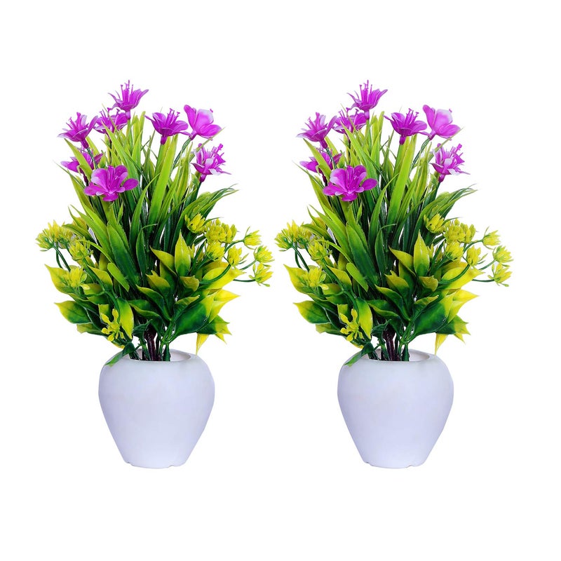 S-Biv SBiv Artificial Rose Plant with Premium Pot Artificial Rose Suitable for Home Decoration Office Desk Study Table Artificial Bonsai with Pot Green Pack of 2  - Image 2