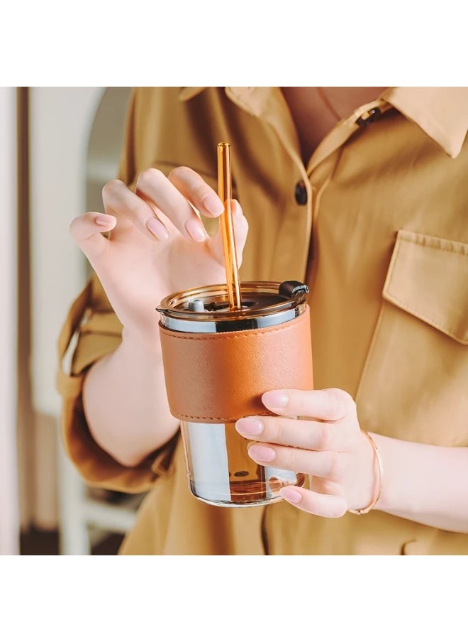 Generic - Glass Mug with Straw – Reusable Clear Drinking Cup with Lid and Straw for Iced Coffee, Juice, Smoothies, and Tea - Image 1