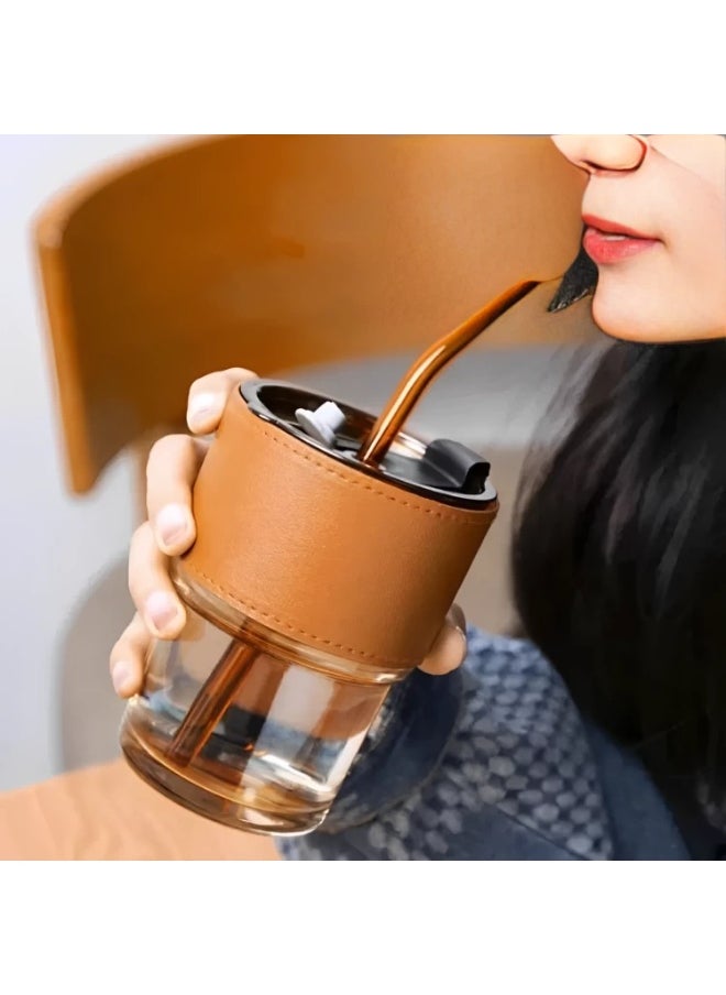 Generic - Glass Mug with Straw – Reusable Clear Drinking Cup with Lid and Straw for Iced Coffee, Juice, Smoothies, and Tea - Image 1