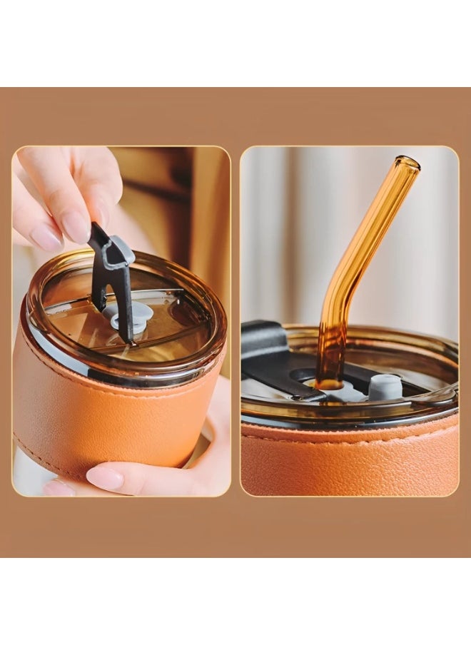 Generic - Glass Mug with Straw – Reusable Clear Drinking Cup with Lid and Straw for Iced Coffee, Juice, Smoothies, and Tea - Image 1