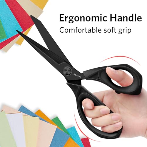 Asdirne Black Titanium Fabric Scissors, Dressmaking Scissors with Heavy Duty Multi-Purpose Titanium Coated Blades and Comfortable Soft Grip Handles, Black, 25CM - Image 5