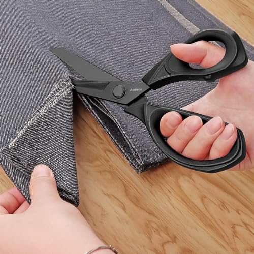 Asdirne Black Titanium Fabric Scissors, Dressmaking Scissors with Heavy Duty Multi-Purpose Titanium Coated Blades and Comfortable Soft Grip Handles, Black, 25CM - Image 2