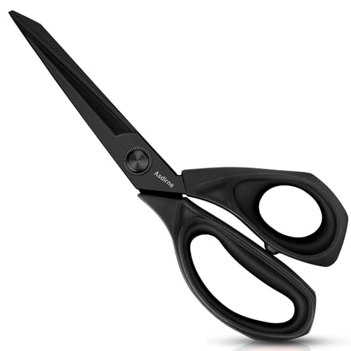 Asdirne Black Titanium Fabric Scissors, Dressmaking Scissors with Heavy Duty Multi-Purpose Titanium Coated Blades and Comfortable Soft Grip Handles, Black, 25CM - Image 1