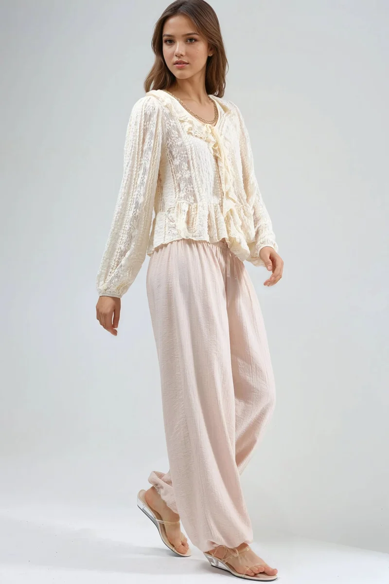 بوسيم BUSEM Elastic Waist Pants with Tie Detail