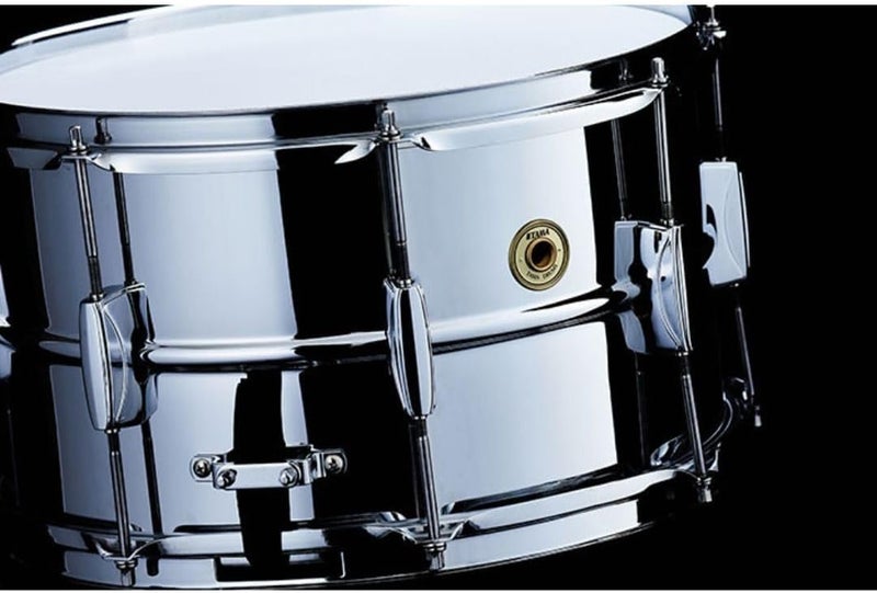 تاما طبلة سنير فولاذية من تاما ميتالوركس - 8 بوصات × 14 بوصة، مطلية بالكروم - Image 4