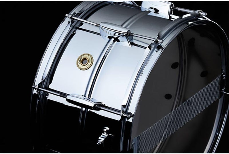 تاما طبلة سنير فولاذية من تاما ميتالوركس - 8 بوصات × 14 بوصة، مطلية بالكروم - Image 5