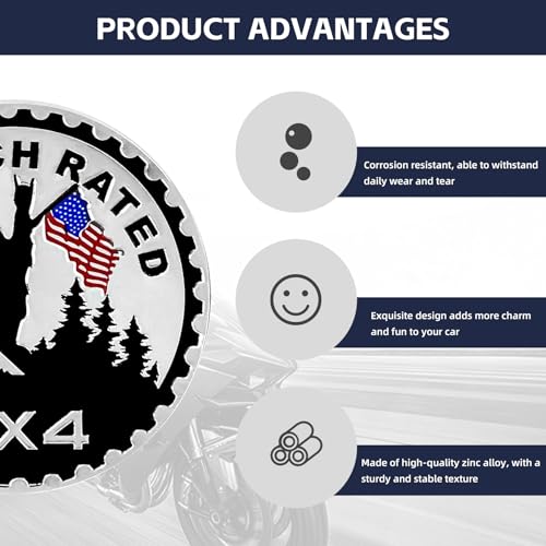 NTNEV Wild Man Pattern Rated Car Emblem, 4 x 4 Automotive Badge Decals, 3D Metal Car Badges Round Emblem Decals, Compatible with Jeep Wrangler Vehicles Trucks SUV (B) - Image 4