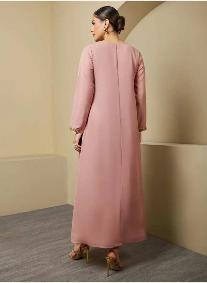 ستايلي Sequin Embellished V-Neck Flared Jalabiya