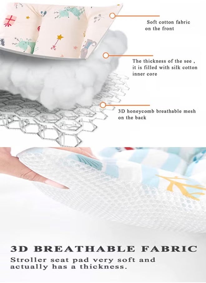 oldlaiben Baby Stroller Cushion, Baby Seat Pad, Baby High Chair Cushion, Baby Car Cushion, Non Slip Cushion, Soft Breathable Air Mesh Cotton Universal Baby Stroller Cushion（Children talk happily）  - Image 4