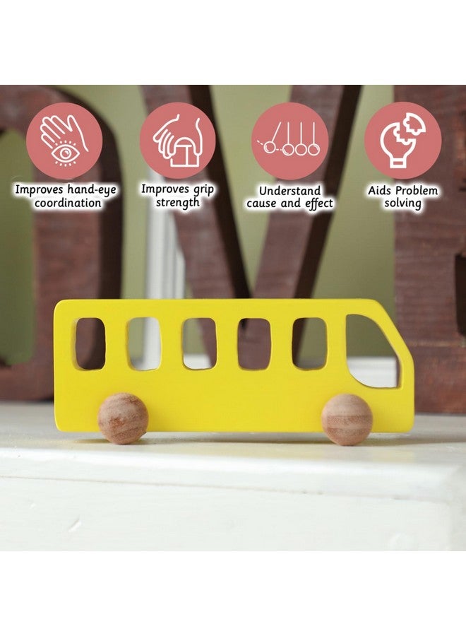 Ariro Wooden Bus for Toddlers and Infants | Push Wooden Vehicle Toy with Smooth and Sturdy Wheels | for 6M to 3Yrs Old | Helps in Hand-Eye Coordination, Problem Solving & Grip Strength - Image 2