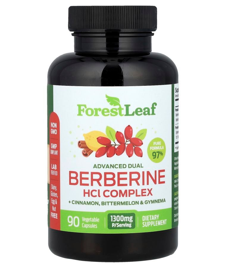 Advanced Dual Berberine HCl Complex + Cinnamon Bittermelon & Gymnema 90 Vegetable Capsules