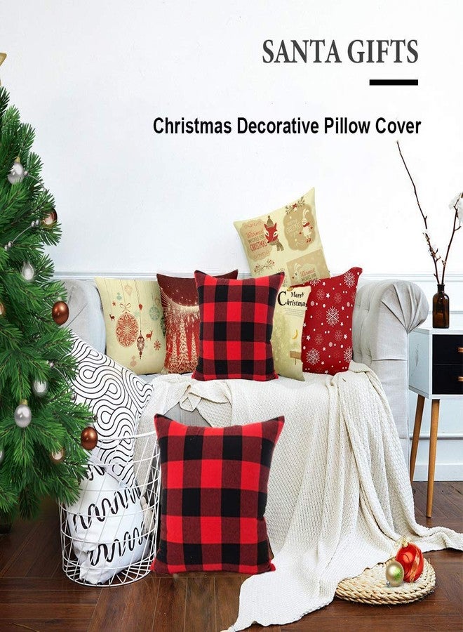 Jashem Plaid Throw Pillow Cover 18x18 Inch Cotton Cushion Cover Black and Red Buffalo Check Pillow Case for Modern Home Decor Set of 2 (Big Plaid red Black) - Image 5