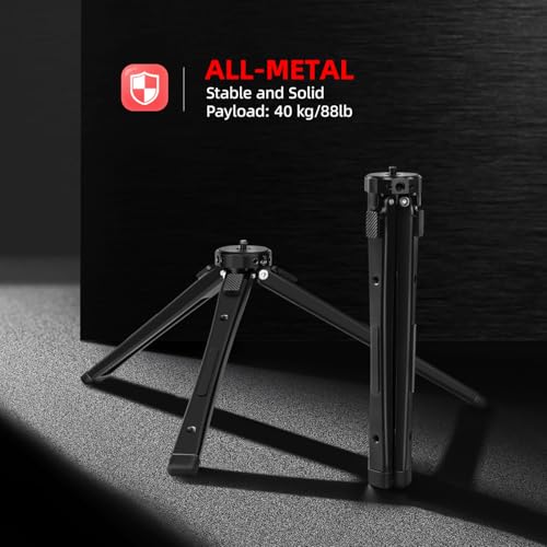 Zeadio Heavy Duty Metal Tripod Stand - Adjustable Universal Small Table Tripod for Camera, Gimbal, Action Cam, Camcorder, Microphone, LED Light, etc(40kg/88lb Load) - Image 2