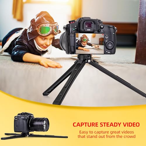 Zeadio Heavy Duty Metal Tripod Stand - Adjustable Universal Small Table Tripod for Camera, Gimbal, Action Cam, Camcorder, Microphone, LED Light, etc(40kg/88lb Load) - Image 4
