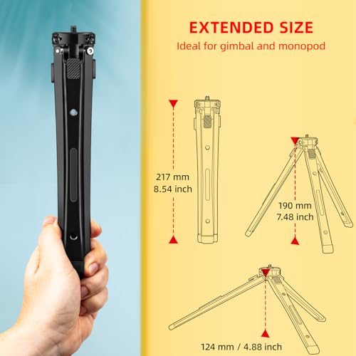 Zeadio Heavy Duty Metal Tripod Stand - Adjustable Universal Small Table Tripod for Camera, Gimbal, Action Cam, Camcorder, Microphone, LED Light, etc(40kg/88lb Load) - Image 5