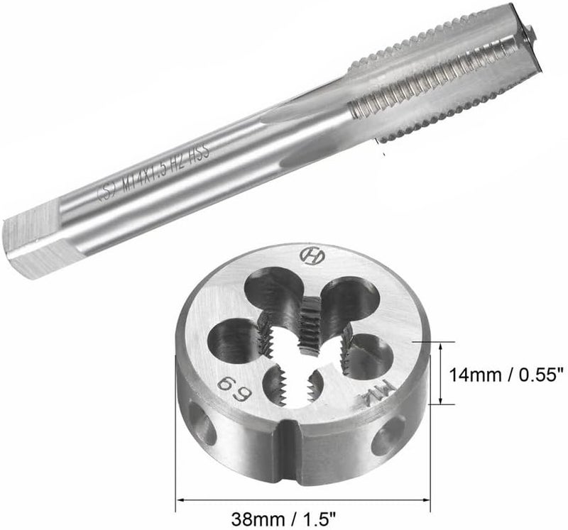 Mactoom 14mm x 1.5 HSS Metric Tap and Die Set Right Hand Thread,Tapping DIY Tool 3pcs (M14 x 1.5mm) - Image 2