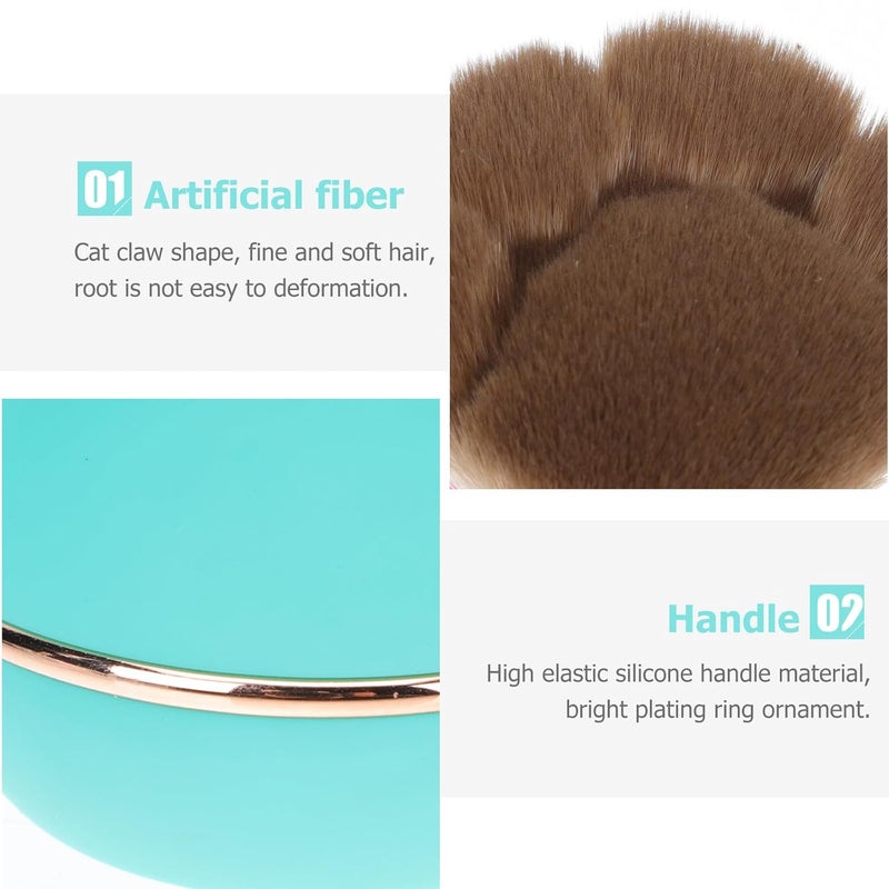 Portable Cosmetic Powder Brush with Cover, Small Cat Paw Shading Brush for Blush and Loose Powder Application, Green Makeup Tool for Travel and Daily Use - Image 3