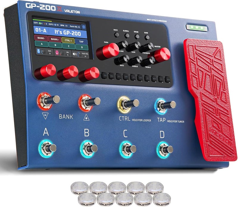 VALETON Guitar Bass Effect Pedal Multi-Effects Processor Amp Modeling IR Cabinets Simulation with FX Loop MIDI I/O Expression Pedal Stereo OTG USB Audio Interface GP-200X - Image 1