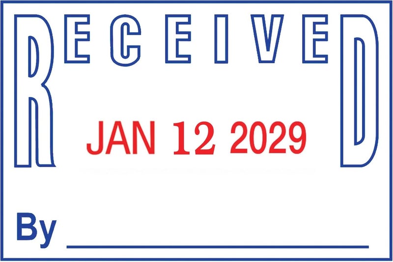 2000 PLUS Self-Inking Date and RECEIVED Stamp with Red and Blue Ink - 1-3/4" x 1-1/8" Impression - Image 2