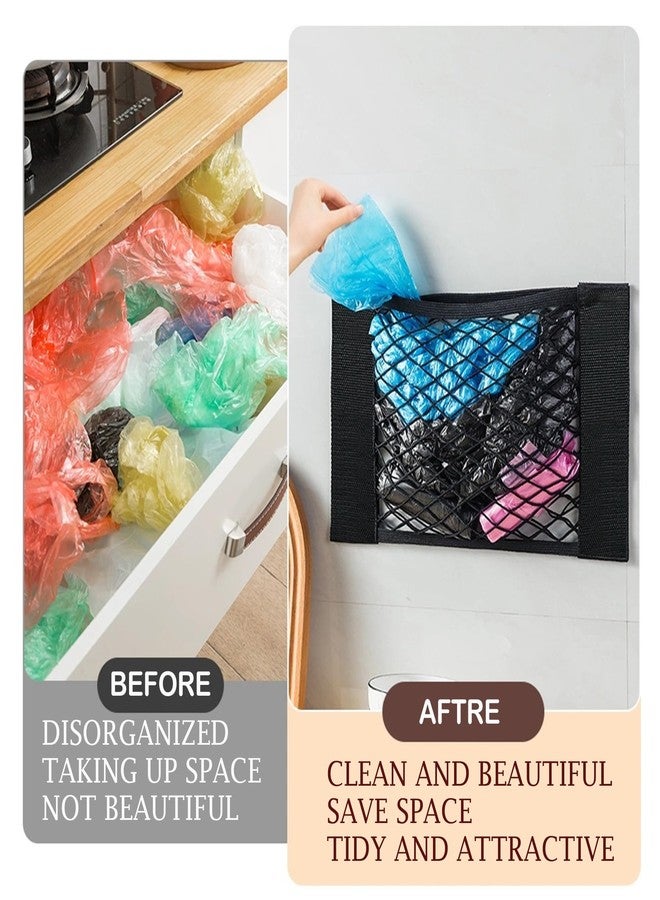 Heyrelda Plastic Bag Holder Mesh Storage Net Grocery Bag Holder Organizer Dispenser for Aluminum Foil, Trash Bag, Garbage Bag, Plastic Wrap, Shopping Bag Under Sink Cargo Organizers and Wall Mounted - Image 3