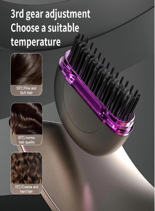 AWOKZA Mini Hair Straightener,Cordless Hair Straightener Brush, Portable Straightening Brushhot Comb Hair Straightener For Women,Three Temperature Adjustments Flat Iron For Travel, Multicolour - Image 4