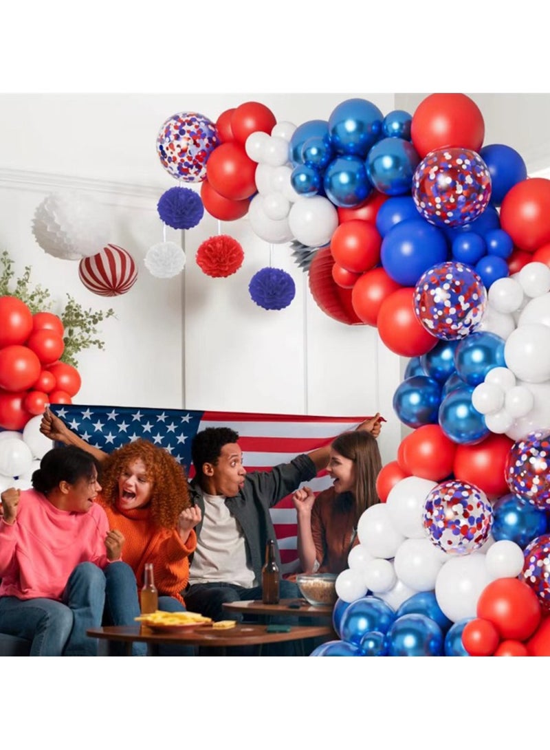 138 pcs Balloons Set, Mixed Red Blue and White Color Balloons,  for Party Decorations - Image 3