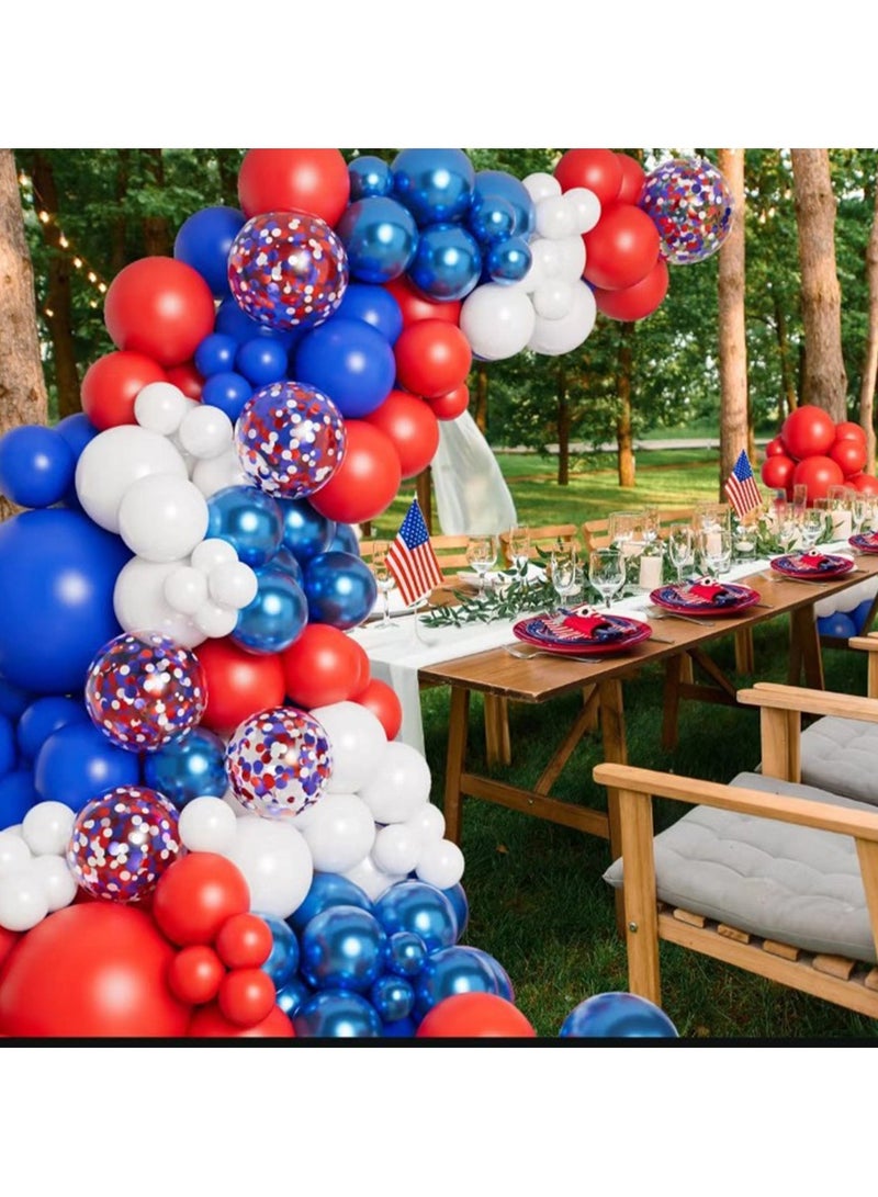 138 pcs Balloons Set, Mixed Red Blue and White Color Balloons,  for Party Decorations - Image 2