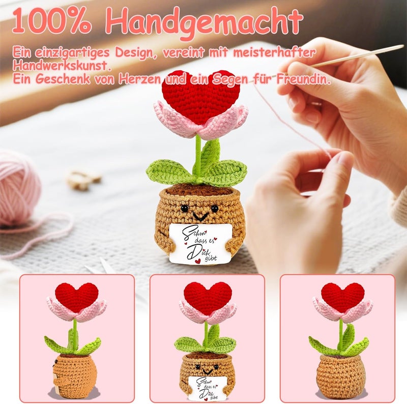 BigNoseDeer Gifts for Women Small Thank You Gift Crochet Heart Lucky Charm Decoration Birthday Gift for Women Best Friend Gifts Thank You Christmas Anniversary - Image 3