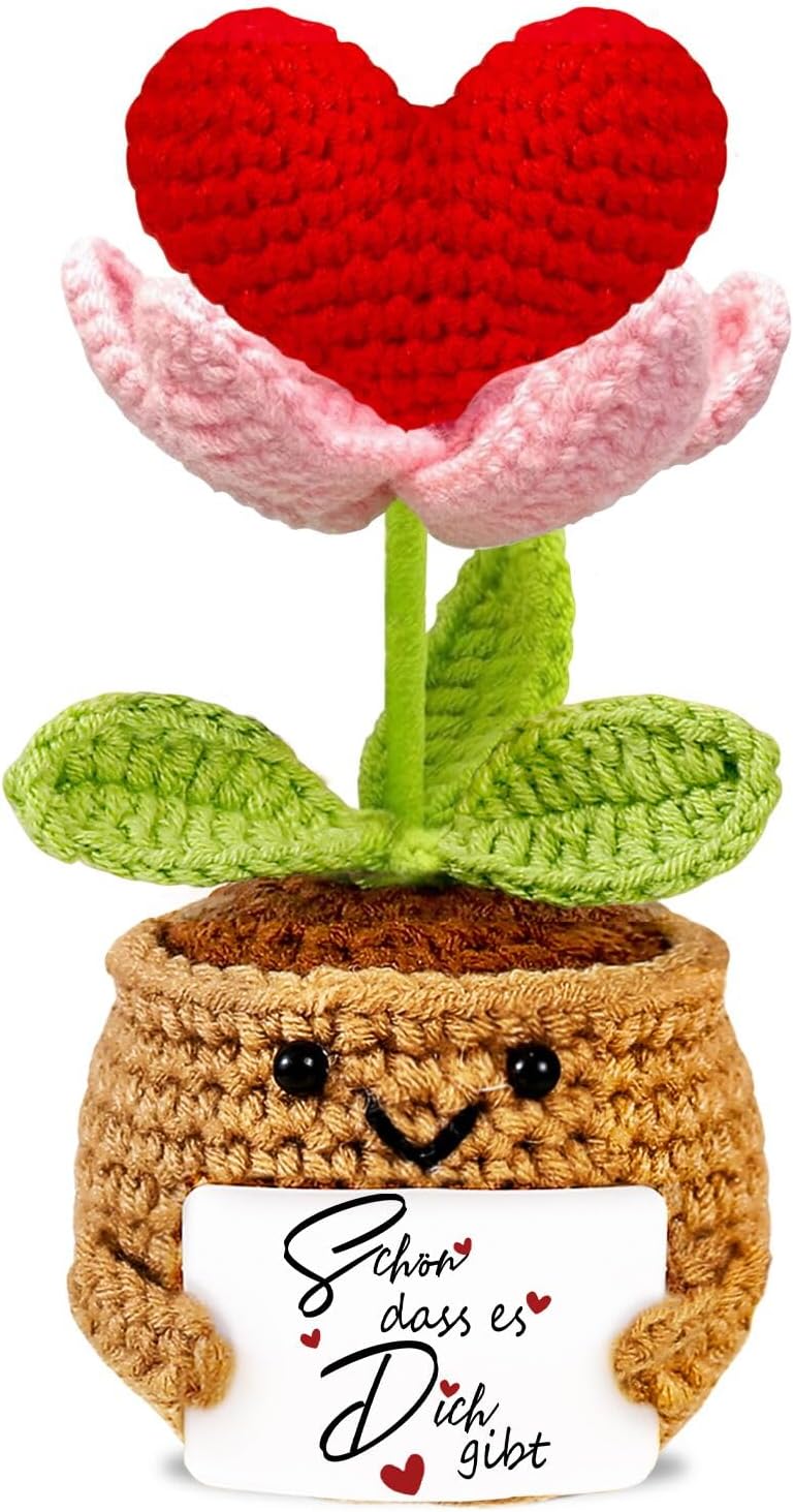 BigNoseDeer Gifts for Women Small Thank You Gift Crochet Heart Lucky Charm Decoration Birthday Gift for Women Best Friend Gifts Thank You Christmas Anniversary - Image 1