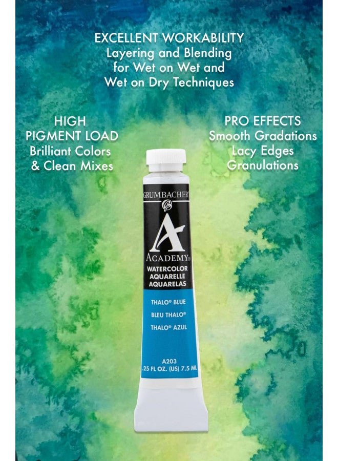 Grumbacher Academy Watercolor Paint, 7.5ml/0.25 Ounce, Thalo Blue (A203) - Image 2