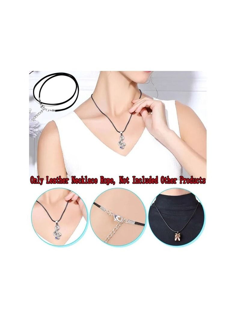 Generic - 1-Piece Black Braided Leather Cord Necklace Chain Rope,Leather Necklace Chain Rope with Lobster Claw Clasp,Diameter 2.0MM - Image 1