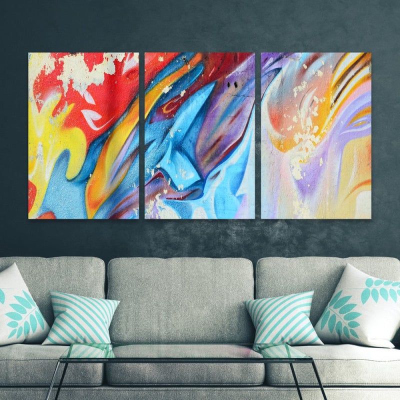 ماركتنا ثلاث لوحات قماشية فخمة بتصميم مودرن مع برواز مجوف مقاس (150×70) ثلاث قطع - Image 1