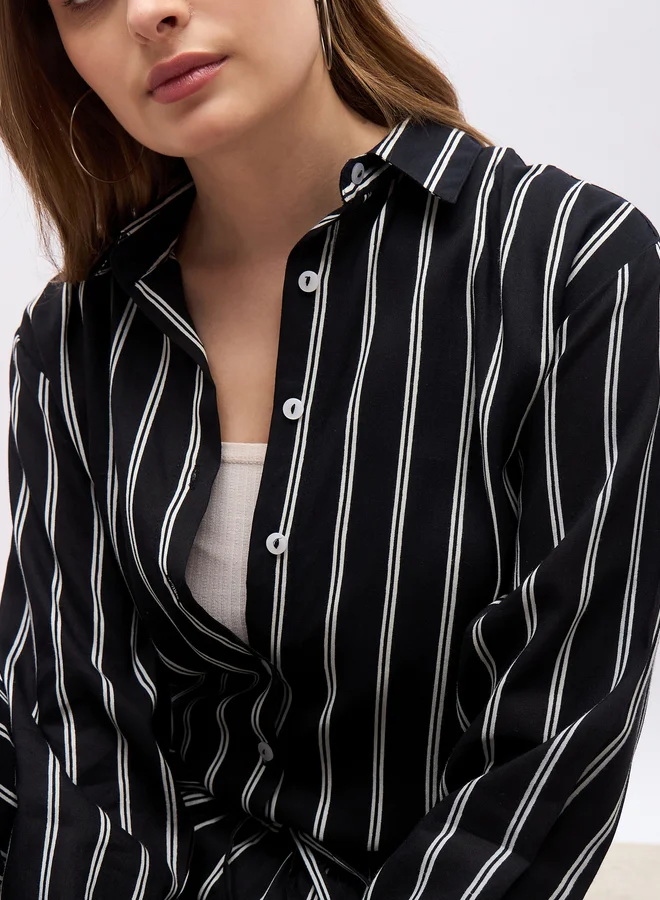Styli Styli Striped Oversized Shirt & Flared Trousers Co-Ords