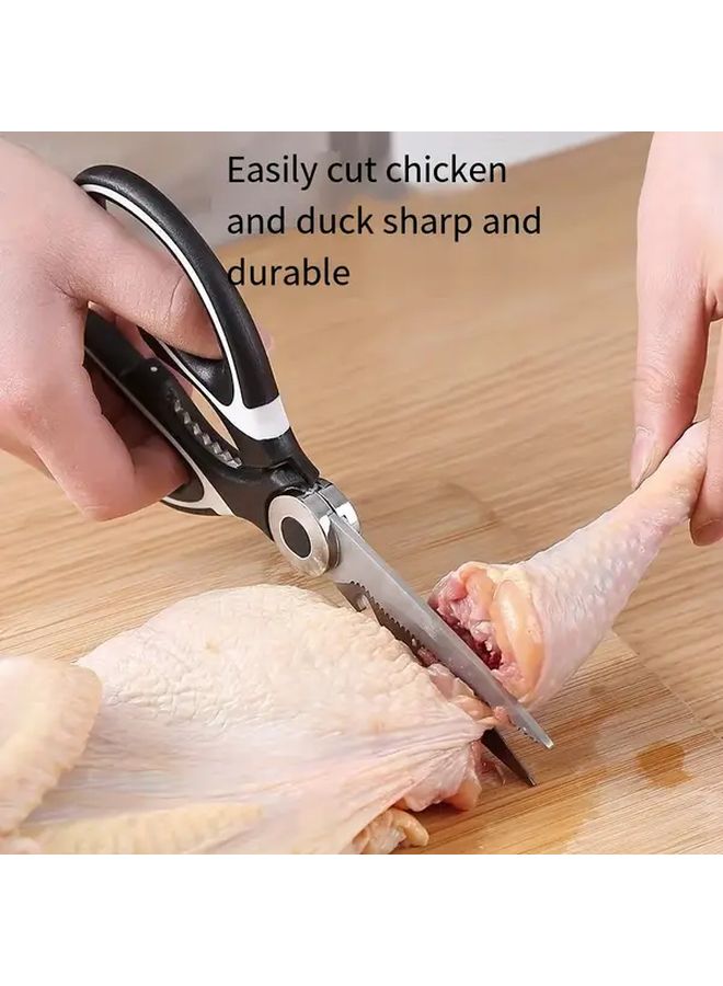 Thick Multifunctional Kitchen Scissors Ergonomic Stainless Steel Sharp Serrated Blades - Image 1