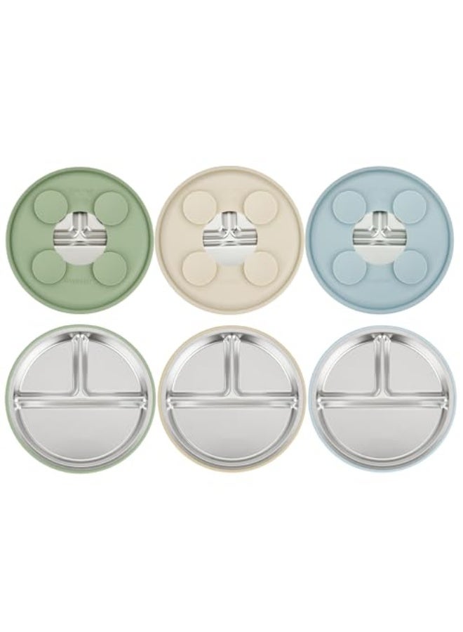 PandaEar Baby and Toddler Plates -Blue Green Brown  - Image 1