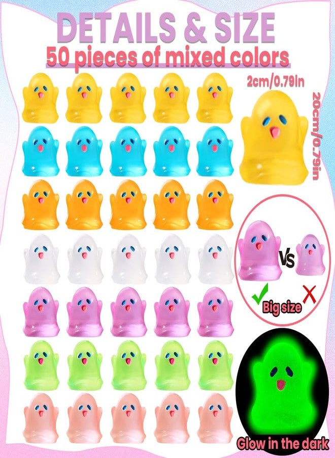Vellibring 50pcsHalloween Mini Resin Ghost Figurines Glow in The Dark Cute Miniature Ghost Statue Halloween Micro Landscape Accessories for Outdoor Decor Dollhouse Accessories （0.79×0.79 Inch ） - Image 2