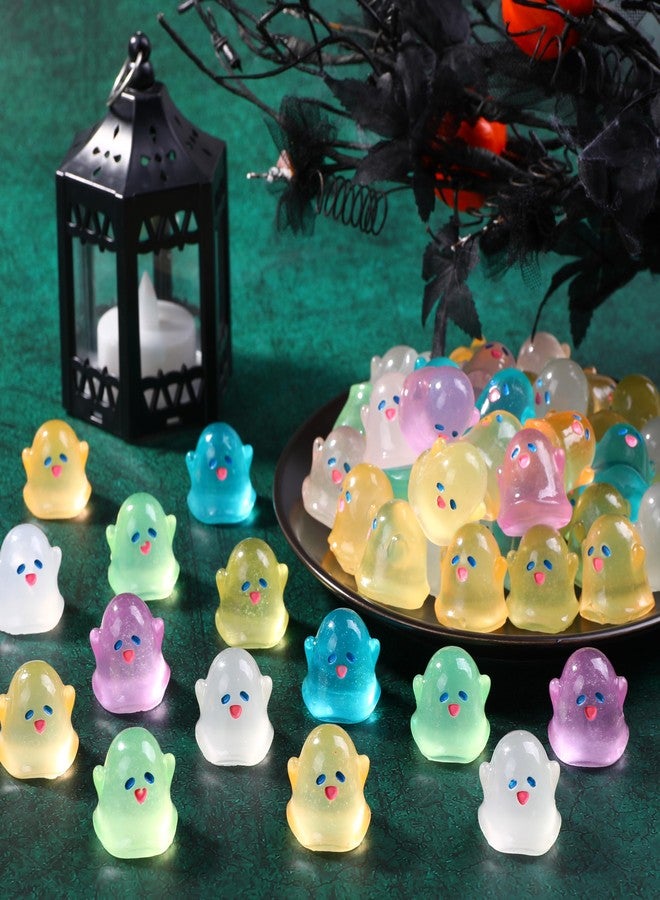 Vellibring 50pcsHalloween Mini Resin Ghost Figurines Glow in The Dark Cute Miniature Ghost Statue Halloween Micro Landscape Accessories for Outdoor Decor Dollhouse Accessories （0.79×0.79 Inch ） - Image 3
