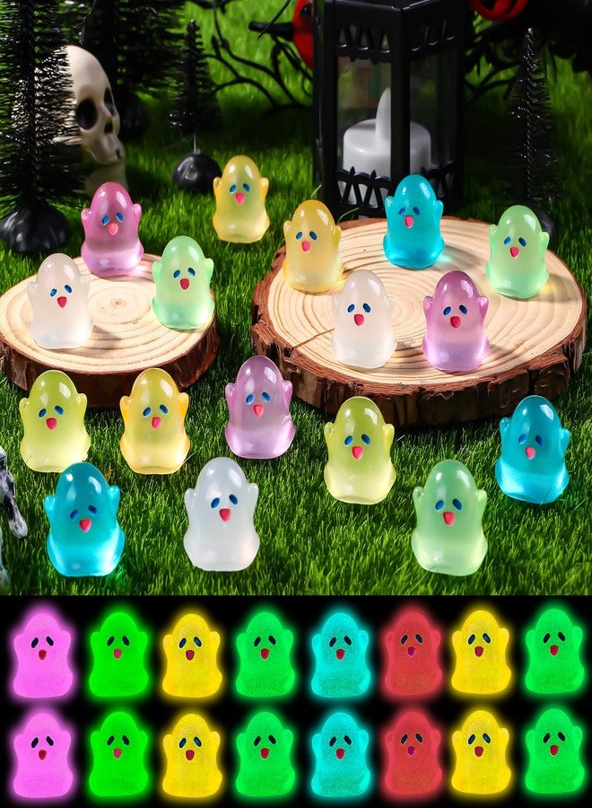 Vellibring 50pcsHalloween Mini Resin Ghost Figurines Glow in The Dark Cute Miniature Ghost Statue Halloween Micro Landscape Accessories for Outdoor Decor Dollhouse Accessories （0.79×0.79 Inch ） - Image 1