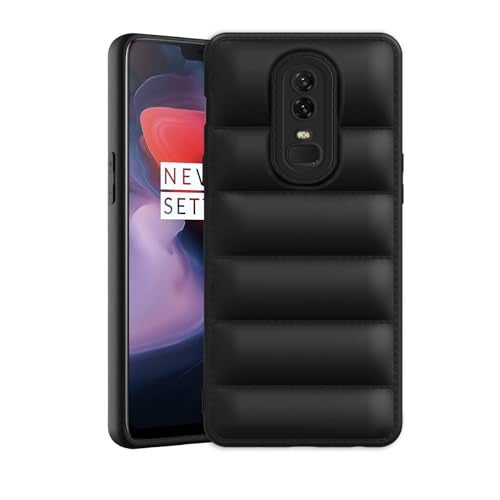 Plus Puffer Case Camera Protection Soft Back Cover for OnePlus 6 - Black - Image 1