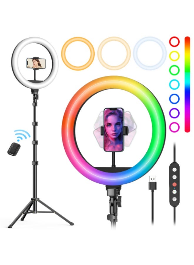 general 12-Inch (30cm) RGB LED Ring Light with Flexible Phone Holder and Tripod Stand for Live Streaming, Vlog, and Makeup - Model LJJ-30 - Image 2