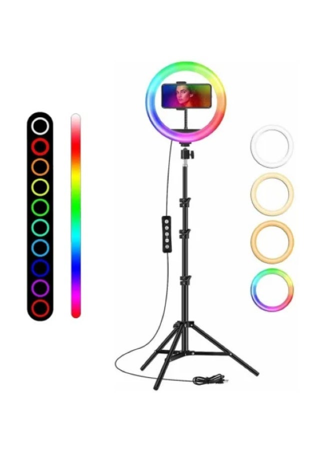 general 12-Inch (30cm) RGB LED Ring Light with Flexible Phone Holder and Tripod Stand for Live Streaming, Vlog, and Makeup - Model LJJ-30 - Image 4