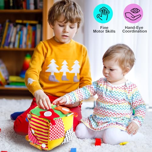 KAKIBLIN Cubic Activity Learning Toy with Zippers, Latches, Buckles, Laces, Snaps, Buttons and More - Perfect for Toddlers at Home, on Airplanes, Cars or Travel - Image 5