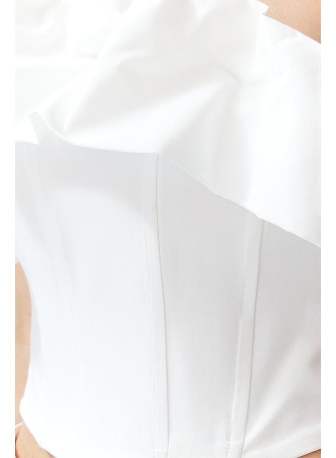 Bridal White Bodice Detailed Woven Bustier TPRSS24BS00011