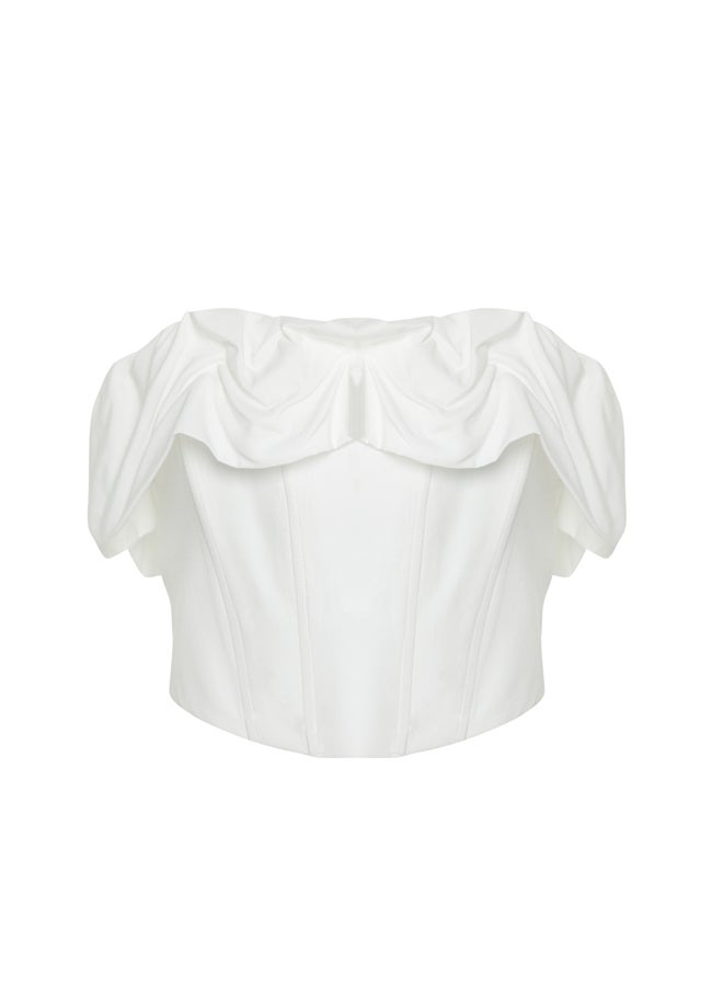 Bridal White Bodice Detailed Woven Bustier TPRSS24BS00011