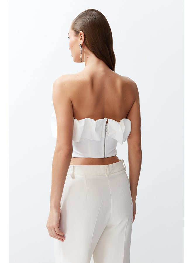 Bridal White Bodice Detailed Woven Bustier TPRSS24BS00011
