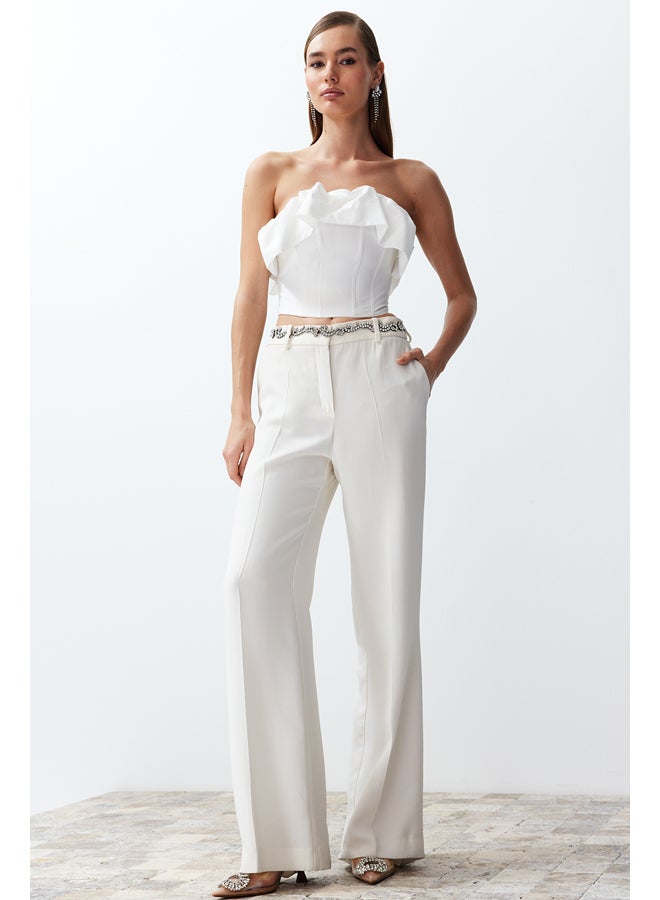 Bridal White Bodice Detailed Woven Bustier TPRSS24BS00011