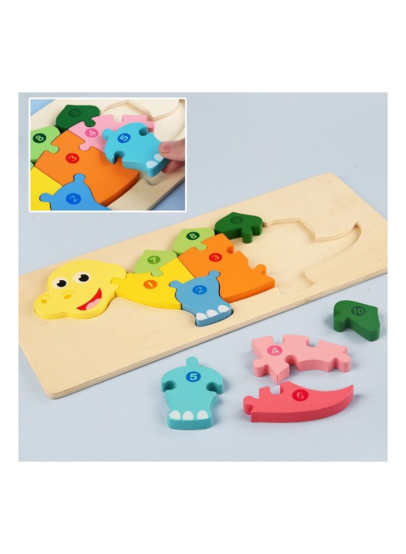 Highland 3D Dinosaur Wooden Jigsaw Puzzle Early Learning Development Toy for Toddler Kids Boys Girls - Image 2